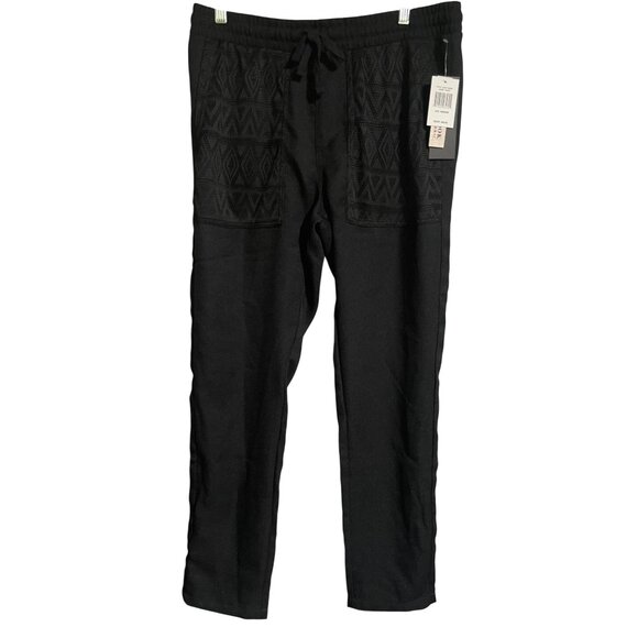 Malibu Beach Club Black Drawstring Pants Womens Medium Sheer Swim Cover Up - Picture 1 of 9